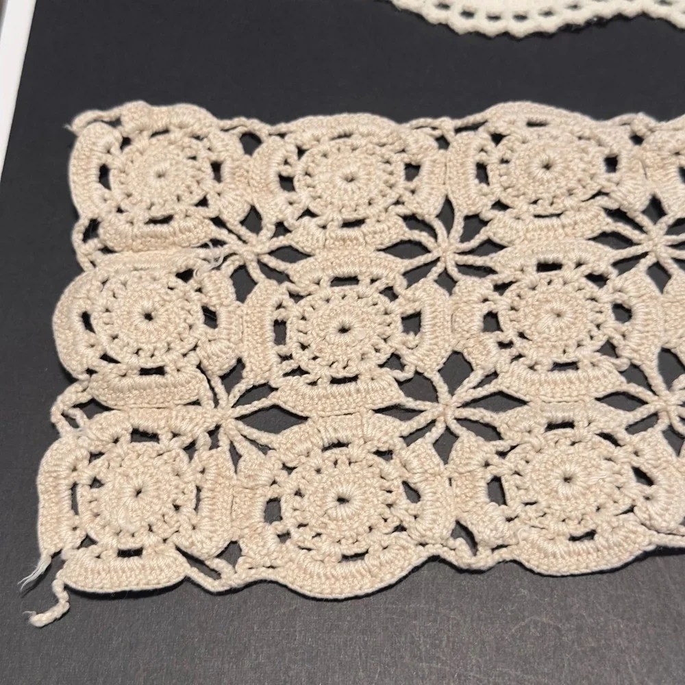 Vintage Crochet Doilies Table Runners White Cream Lace Lot 6pc Cottagecore Chic